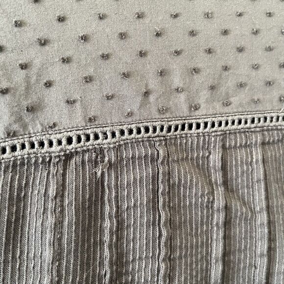 Quince Women's Top Med Textured Organic Cotton Peasant Blouse Charcoal Gray - Picture 12 of 16